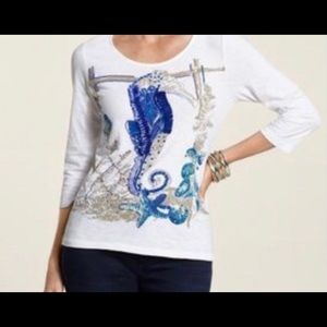 Chico’s Seahorse Blouse sz 1